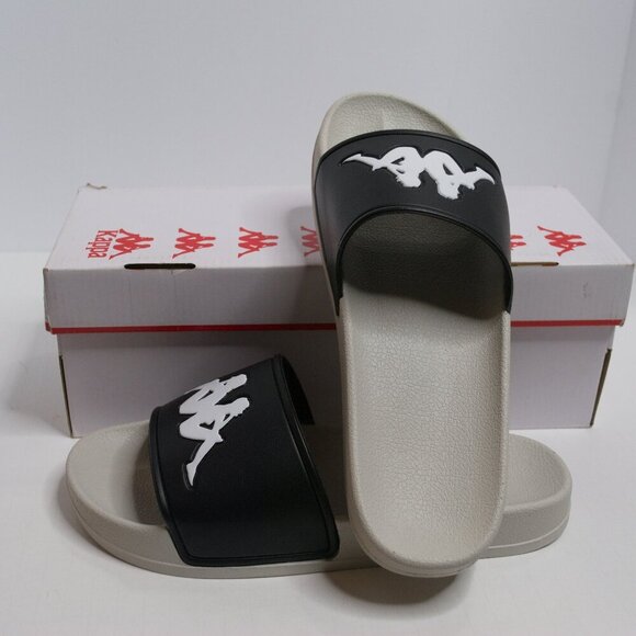 Kappa Adam 2 Slides Black/Gray/White | NEW in BOX/NWT!! 🖤🩶🪩 - Picture 1 of 4